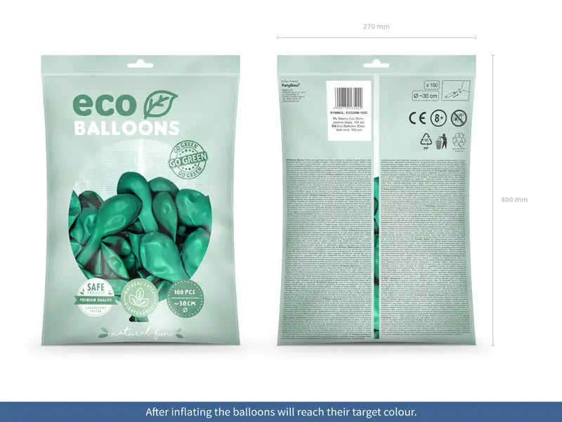 Metallic Eco Ballonger mörk mint 100-pack