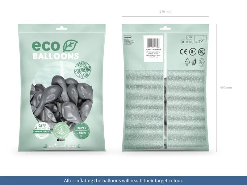 Metallic Eco Ballonger silver 100-pack