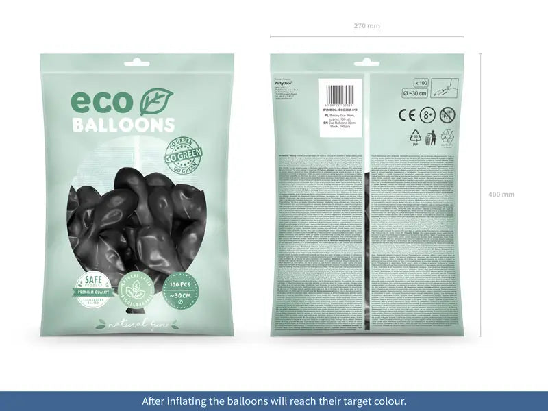 Metallic Eco Ballonger svart 100-pack