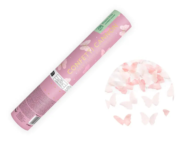 Confetti cannon pink butterflies 20cm