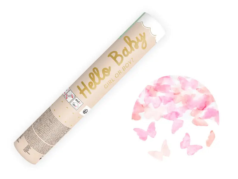 Confetti cannon pink butterflies 20cm