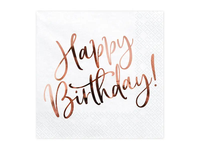 Napkins Happy Birthday white 33x33cm (1 pkt / 20 pc.)