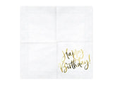 Napkins Happy Birthday white 33x33cm (1 pkt / 20 pc.)