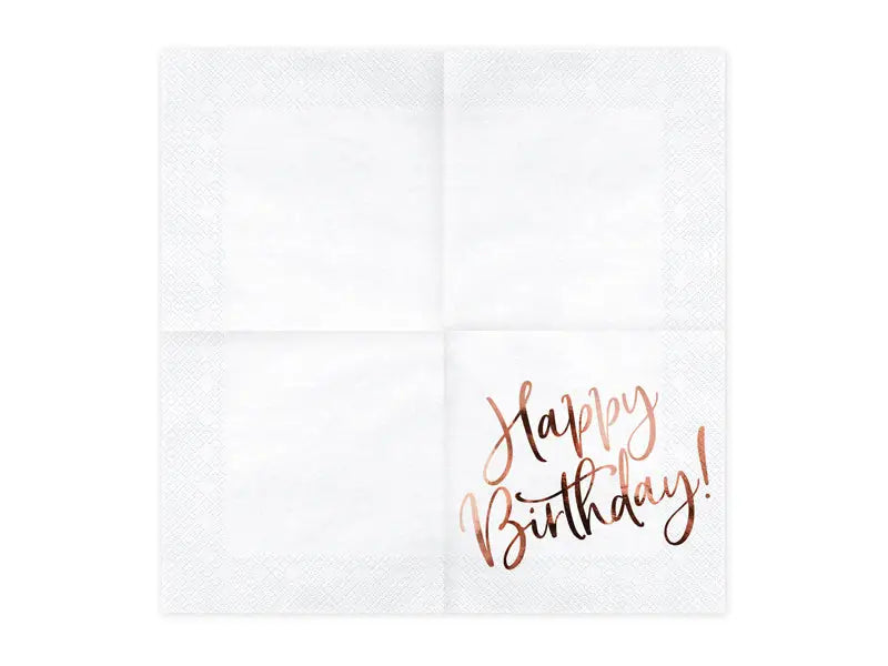 Napkins Happy Birthday white 33x33cm (1 pkt / 20 pc.)