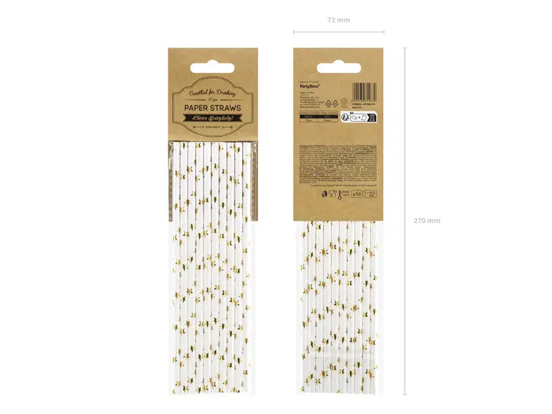 Paper Straws gold 19.5cm (1 pkt / 10 pc.)