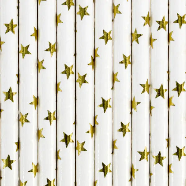 Paper Straws gold 19.5cm (1 pkt / 10 pc.)