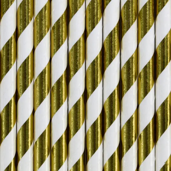 Paper Straws gold 19.5cm (1 pkt / 10 pc.)