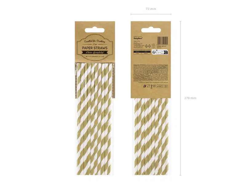 Paper Straws gold 19.5cm (1 pkt / 10 pc.)