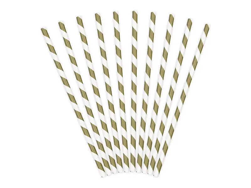 Paper Straws gold 19.5cm (1 pkt / 10 pc.)