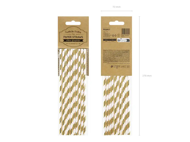 Paper Straws gold 19.5cm (1 pkt / 10 pc.)