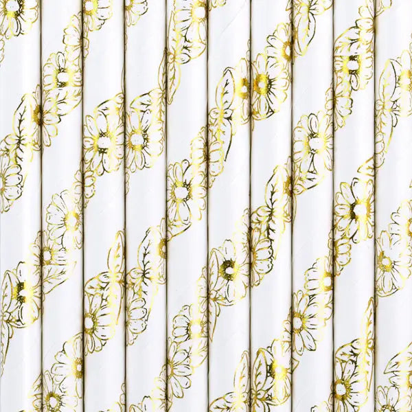 Paper Straws gold 19.5cm (1 pkt / 10 pc.)