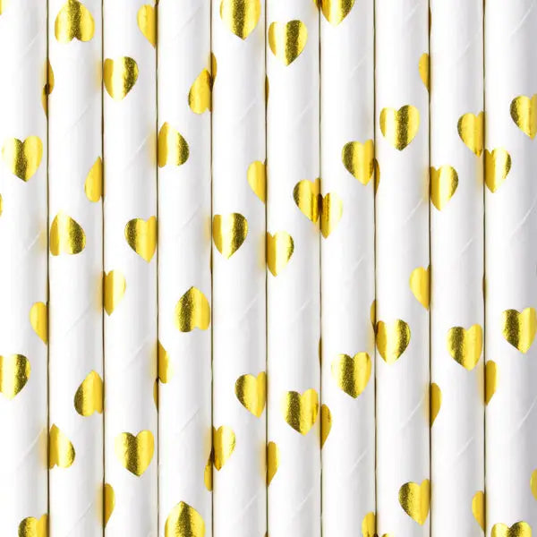 Paper Straws gold 19.5cm (1 pkt / 10 pc.)