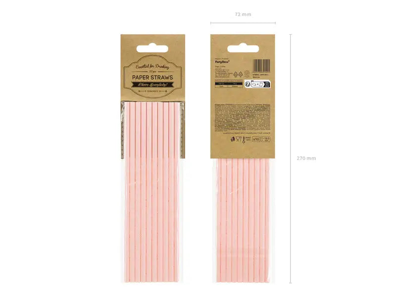 Paper Straws light pink 19.5cm (1 pkt / 10 pc.)