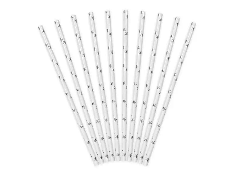 Paper Straws silver 19.5cm (1 pkt / 10 pc.)