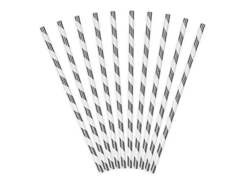 Paper Straws silver 19.5cm (1 pkt / 10 pc.)