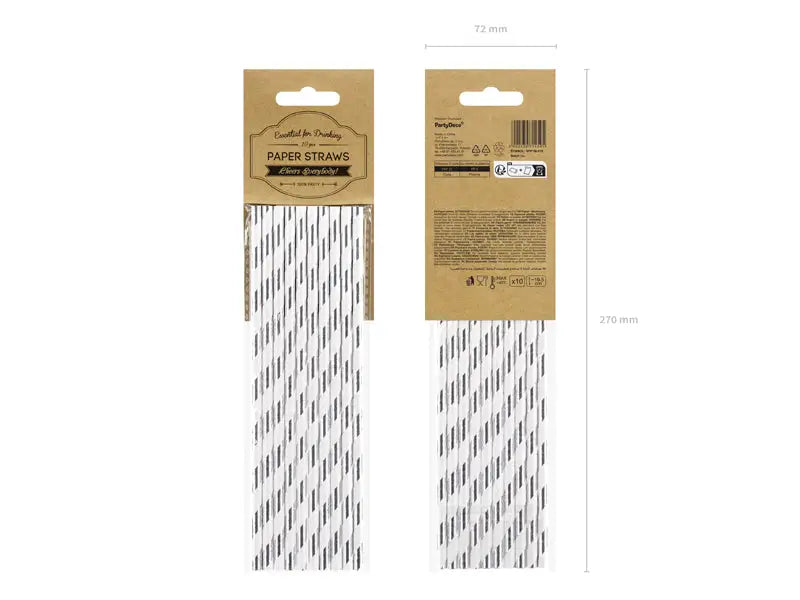 Paper Straws silver 19.5cm (1 pkt / 10 pc.)