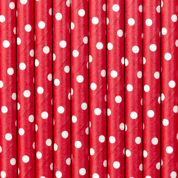 Paper Straws red 19.5cm (1 pkt / 10 pc.)