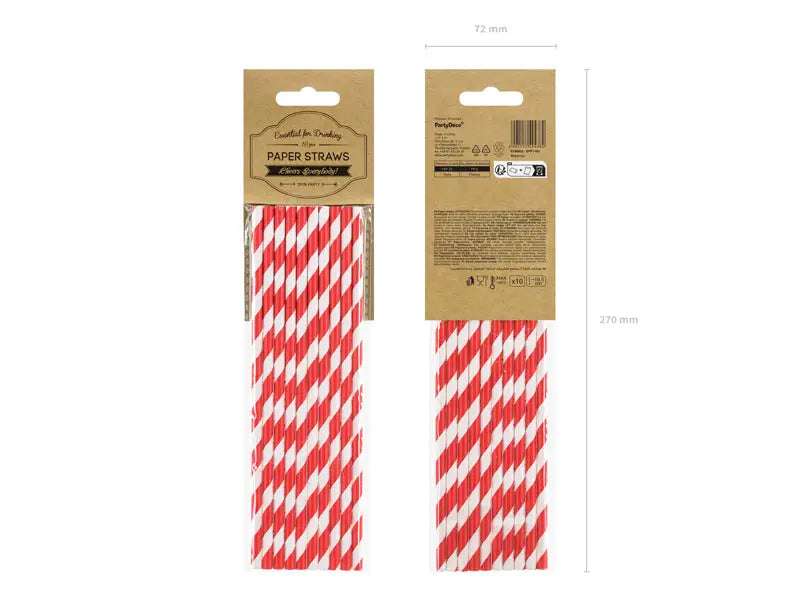 Paper Straws red 19.5cm (1 pkt / 10 pc.)