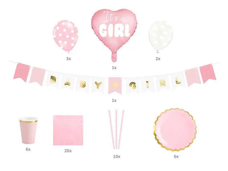 Party decorations set - It’s a girl (1 pkt / 49 pc.)