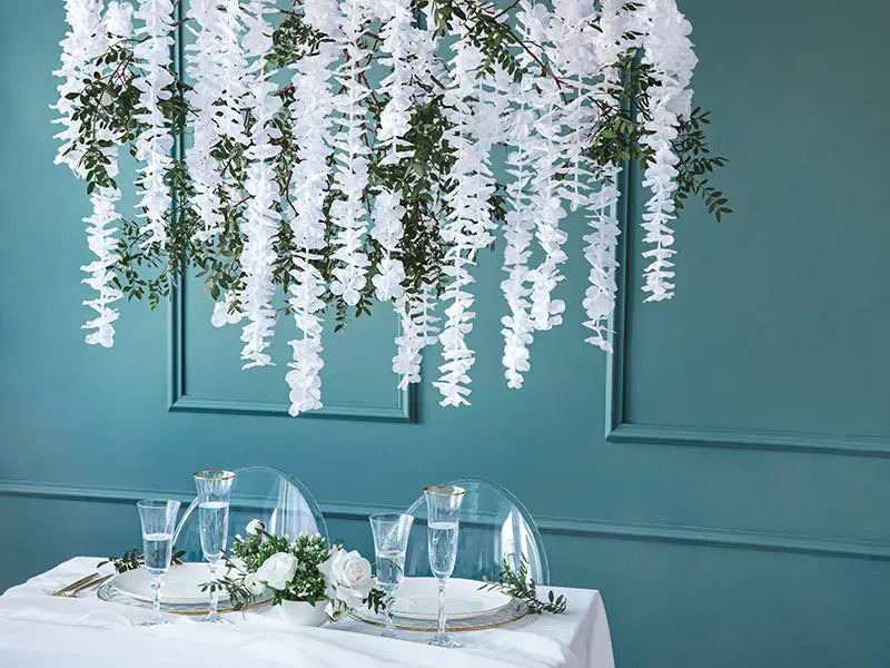 Party curtain - Blommor vit