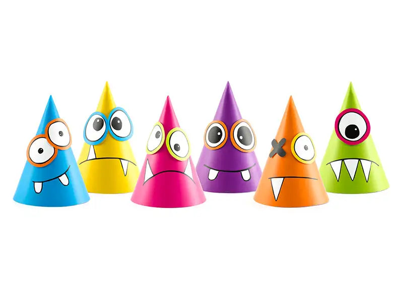 Partyhattar Monster mix 16 cm 6-pack