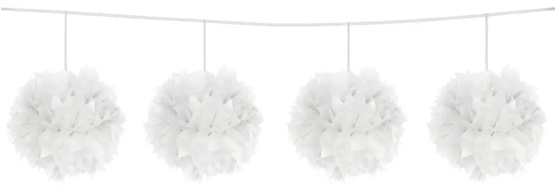 Pompom krans vit 12cm / 3 meter - Pompongkrans