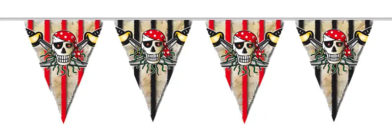 Red Pirate Bunting pirates - 6 meter - Flagglinjer