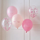 Rosa Konfetti Ballonger - Happy Birthday 5-pack - Bordskonfetti