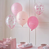 Rosa Konfetti Ballonger - Happy Birthday 5-pack - Bordskonfetti