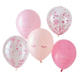 Rosa Konfetti Ballonger - Happy Birthday 5-pack - Bordskonfetti