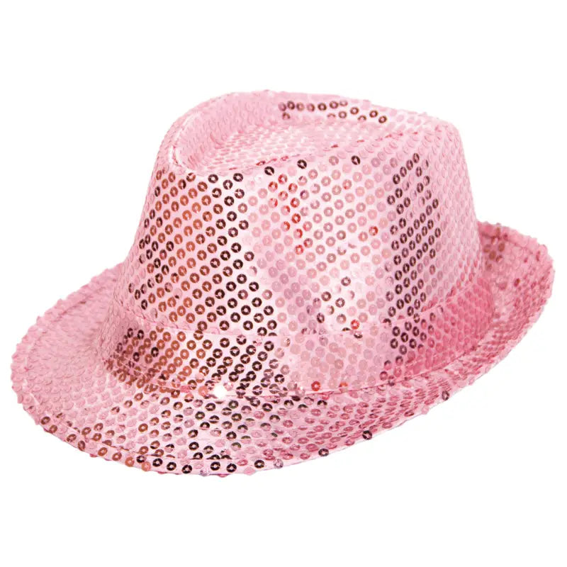 Rosa trilbyhatt med glitter - Hatt