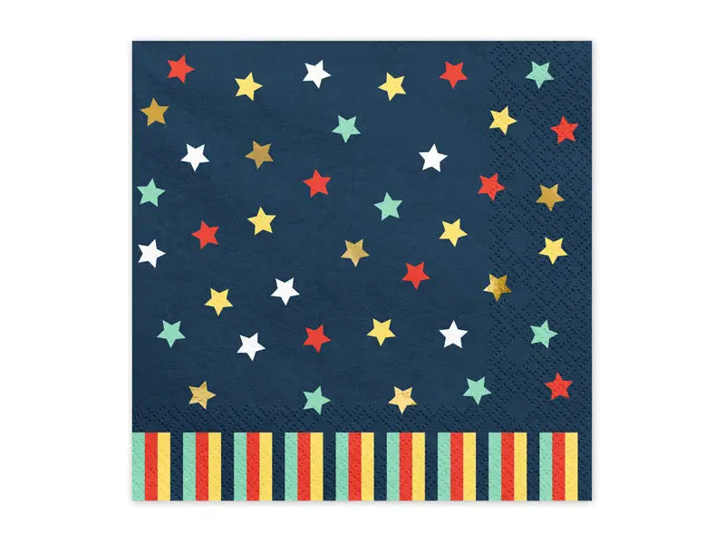 Servetter Stars navy blue 12-pack