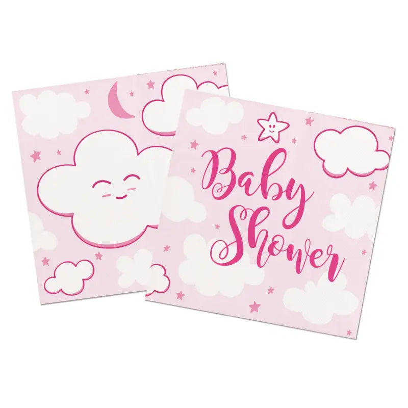 Pink Babyshower Girl Servetter 25 x 25 cm - 20 pack - Servetter