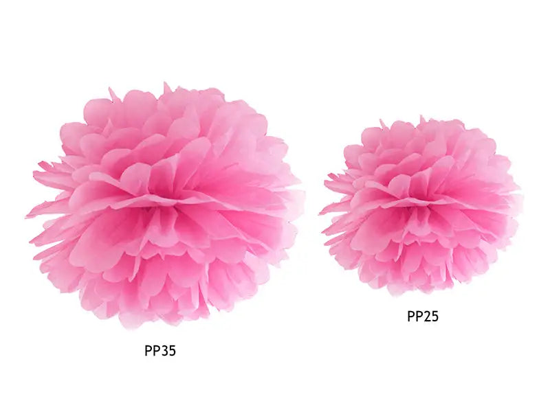 Silkespapper Pompom Rosa 25 cm