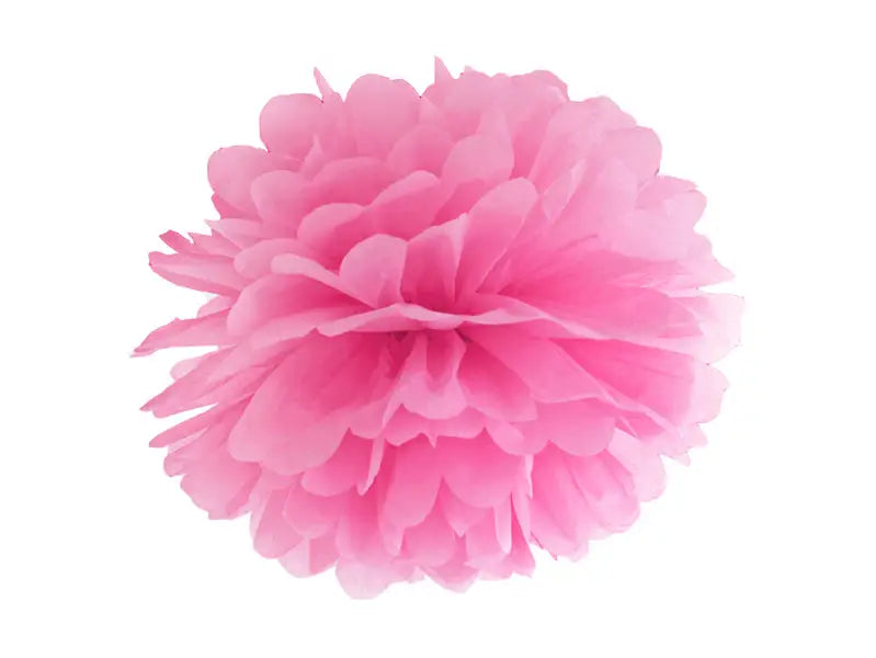 Silkespapper Pompom Rosa 25 cm