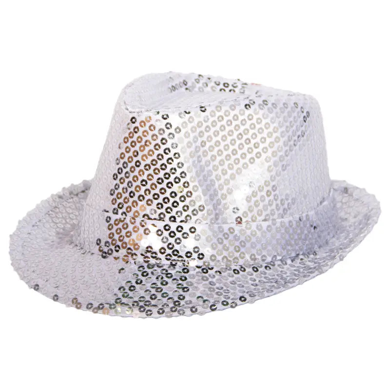 Silver trilby hatt med glitter - Hatt