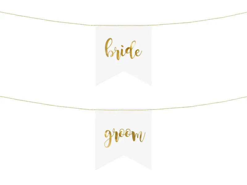 Stolsdekorationer Bride Groom guld