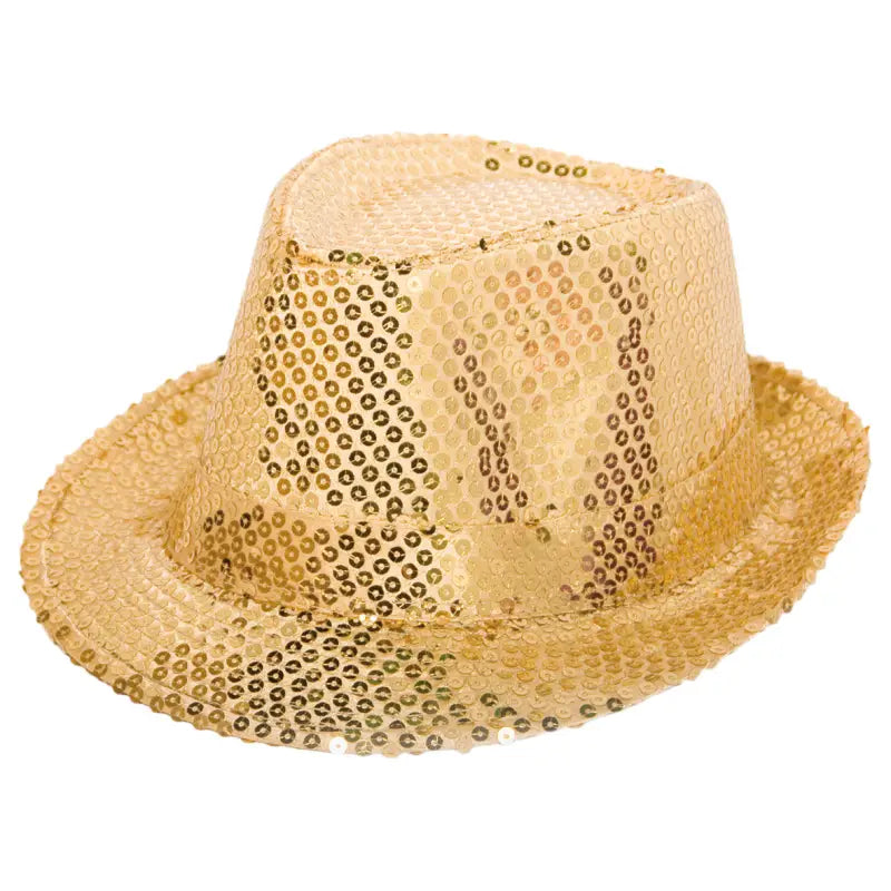 Trilby hatt i guld med glitter - Hatt