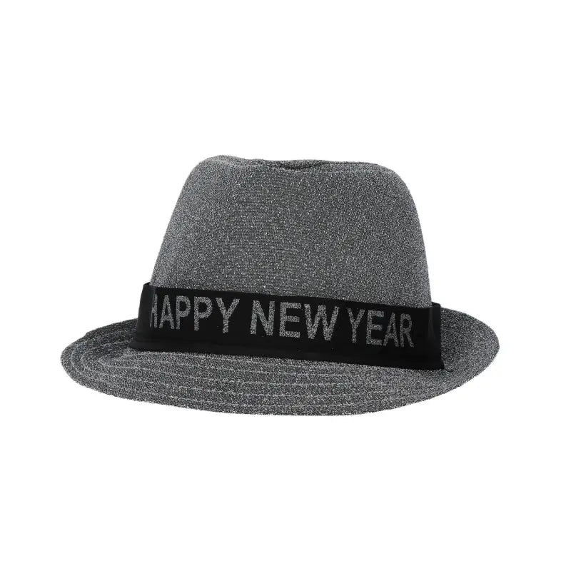 Trilby hatt ’Happy New Year’ Lurex silverfärgad - Hattar/Huvudbonader