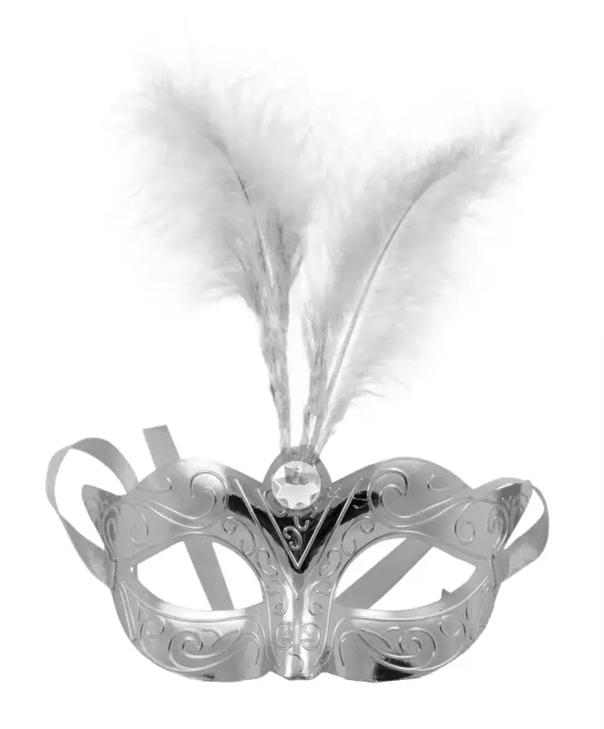 Venetiansk mask metalliskt silver - Mask